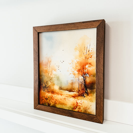 Fall Watercolour 1 Framed Wood Sign