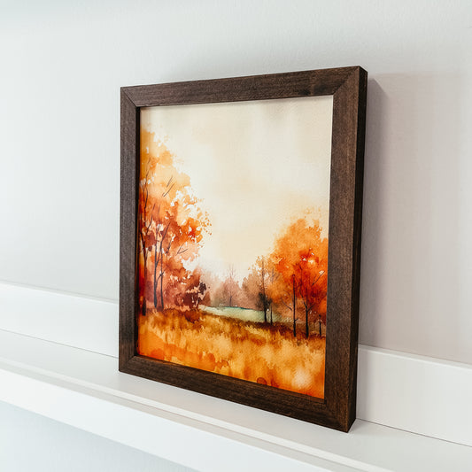 Fall Watercolour 2 Framed Wood Sign