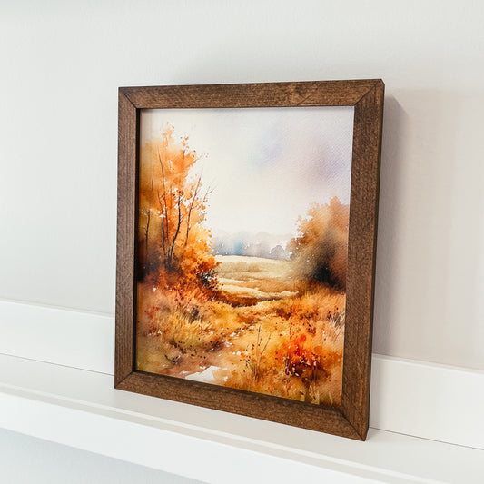 Fall Watercolour 3 Framed Wood Sign