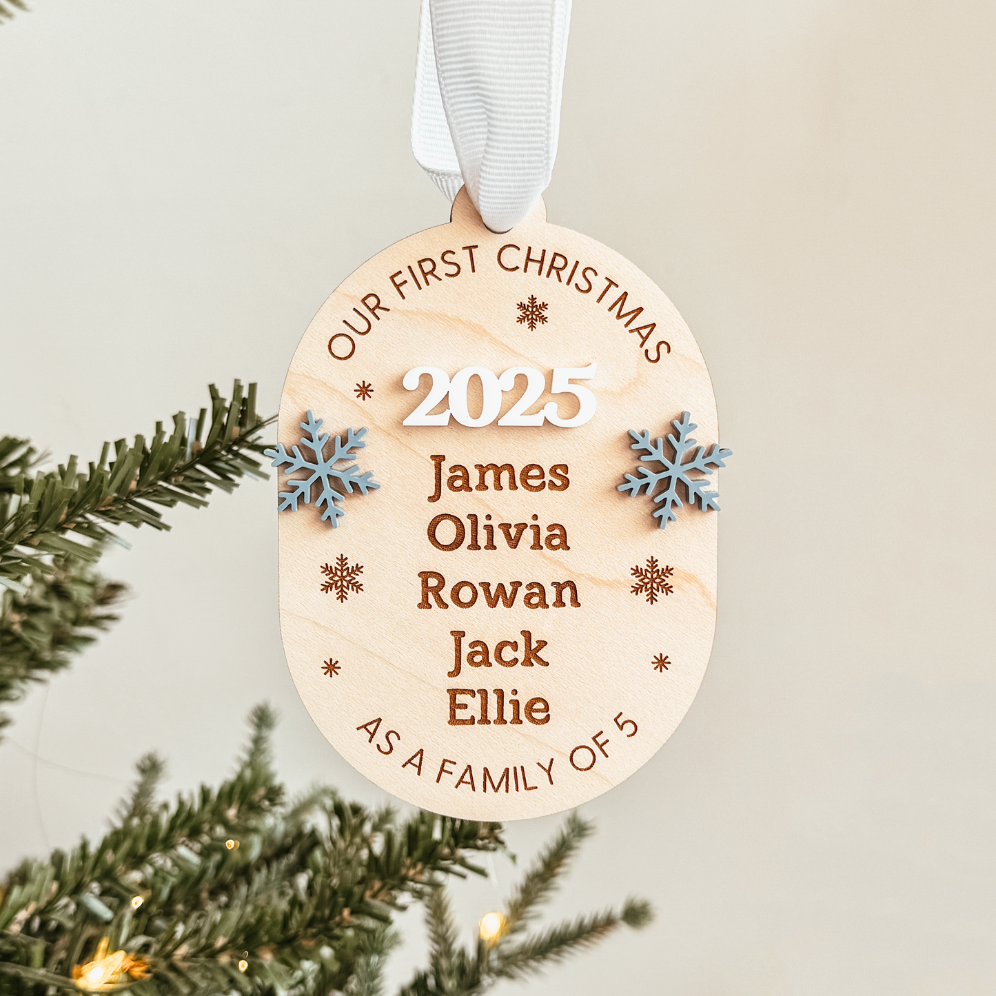 First Christmas As A Family Of - Snowflake Christmas Ornament