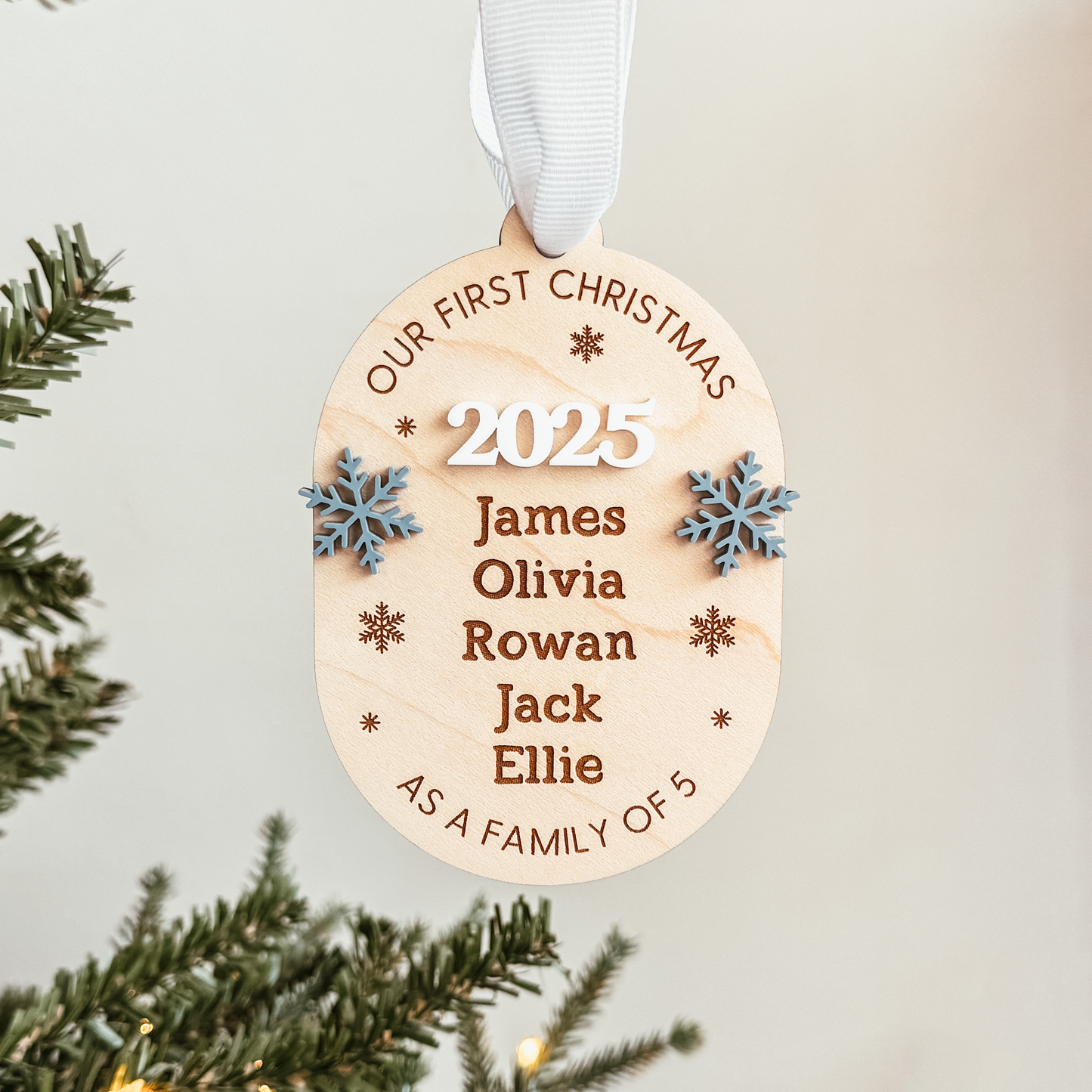 First Christmas As A Family Of - Snowflake Christmas Ornament