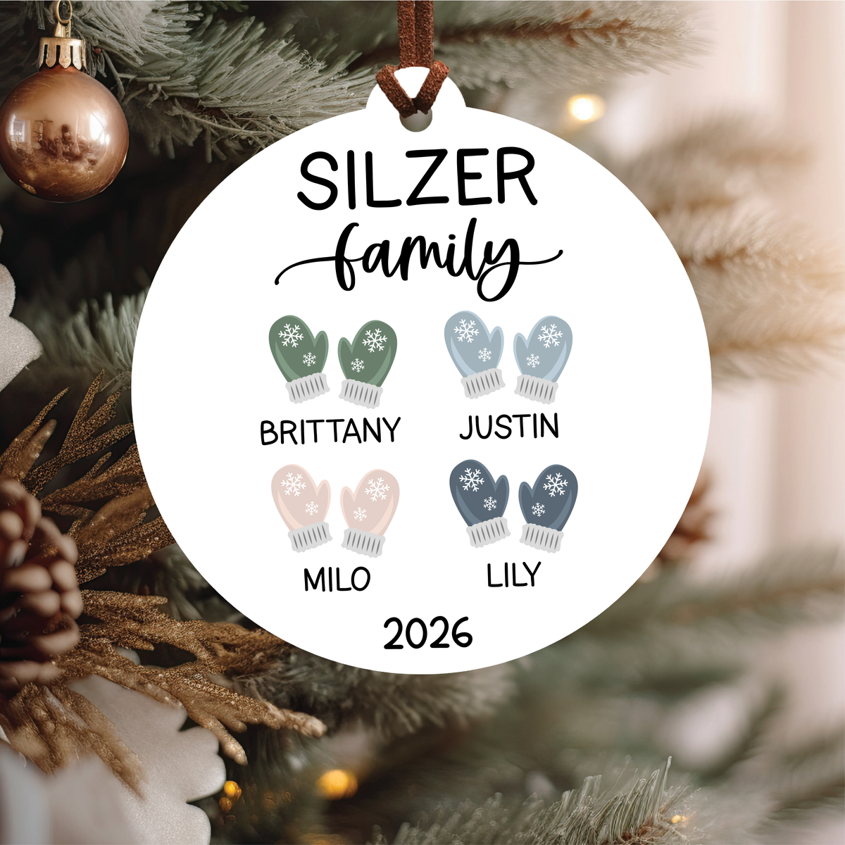 Family Mitten Christmas Ornament