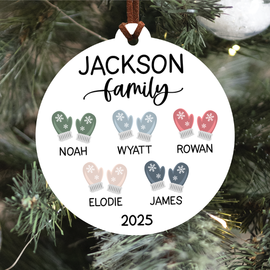 Family Mitten Christmas Ornament