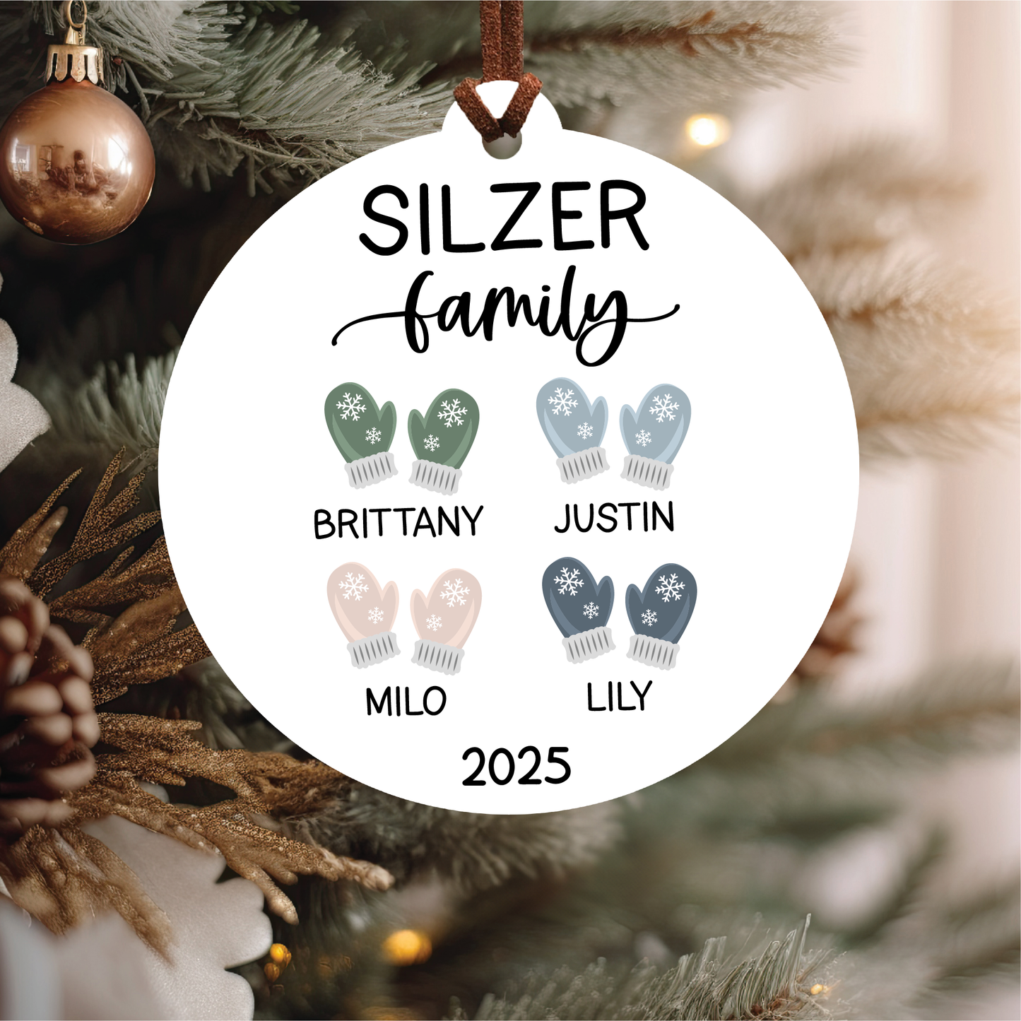 Family Mitten Christmas Ornament