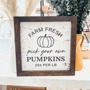 Farm Fresh Pumpkins Framed Sign