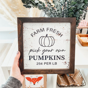 Farm Fresh Pumpkins Framed Sign