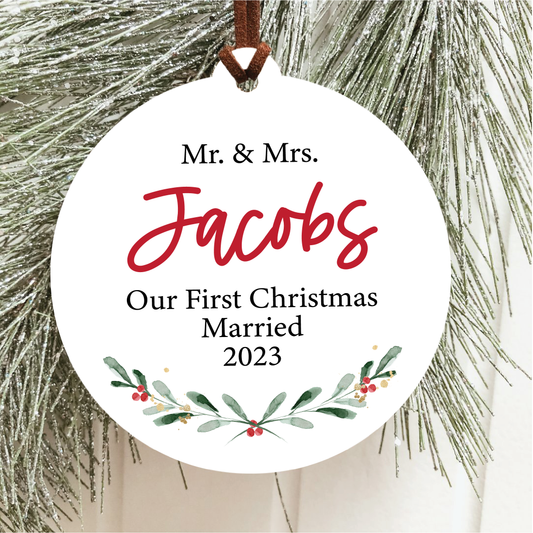 Mr. and Mrs. First Christmas Married Ornament