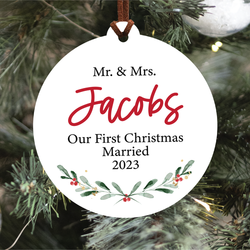 Mr. and Mrs. First Christmas Married Ornament