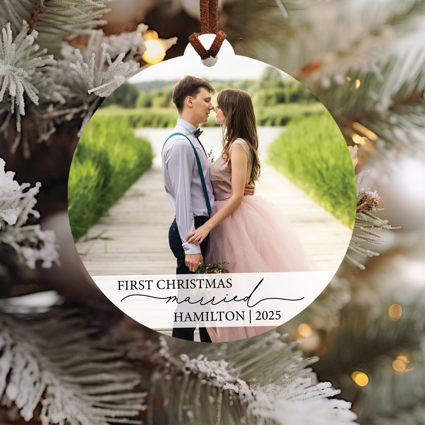 First Christmas Married Photo Ornament