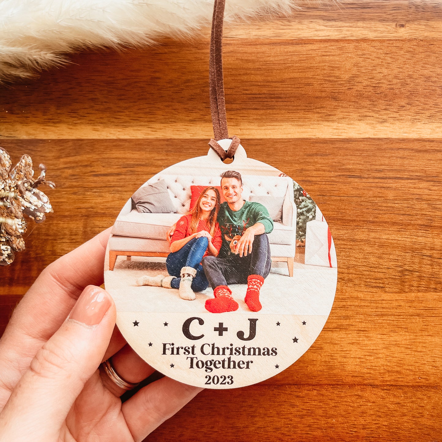 First Christmas Together Photo Ornament (Wood)