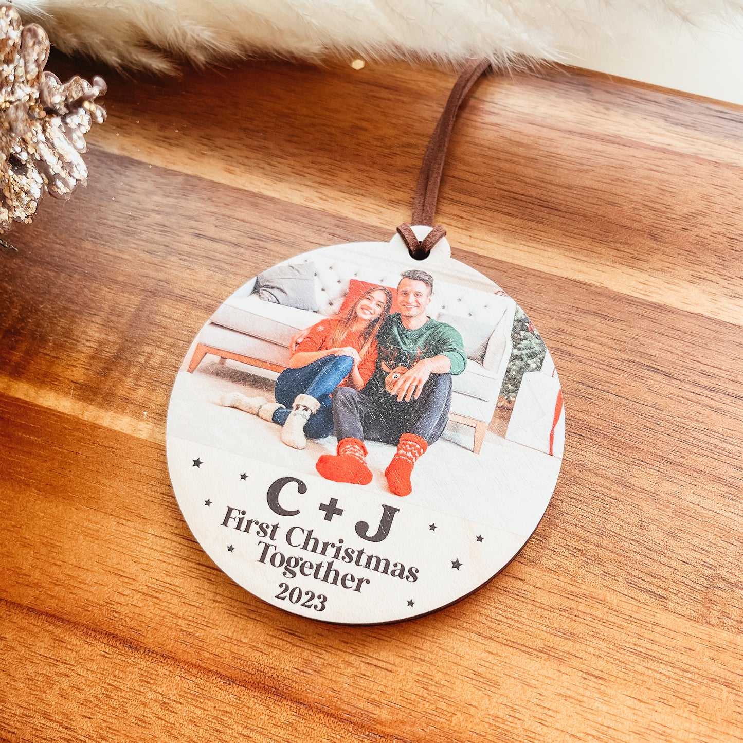 First Christmas Together Photo Ornament (Wood)