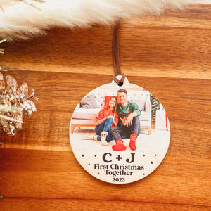 First Christmas Together Photo Ornament (Wood)