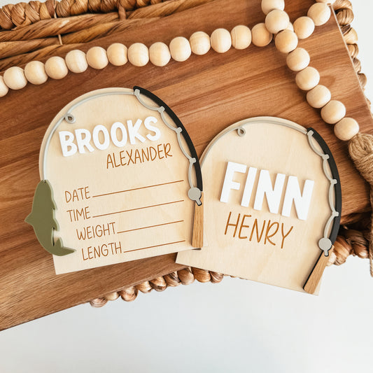 Fishing Baby Name Announcement Sign