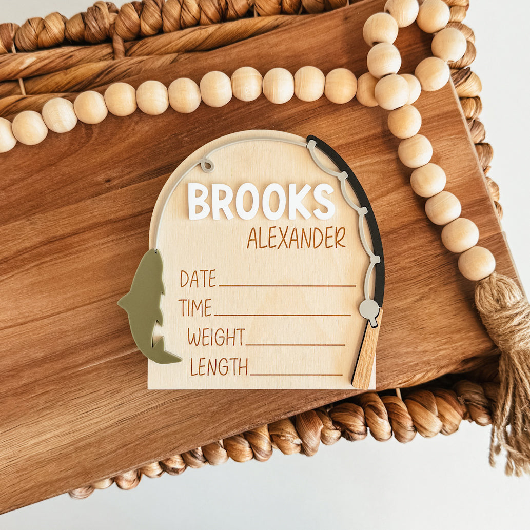 Fishing Baby Name Announcement Sign