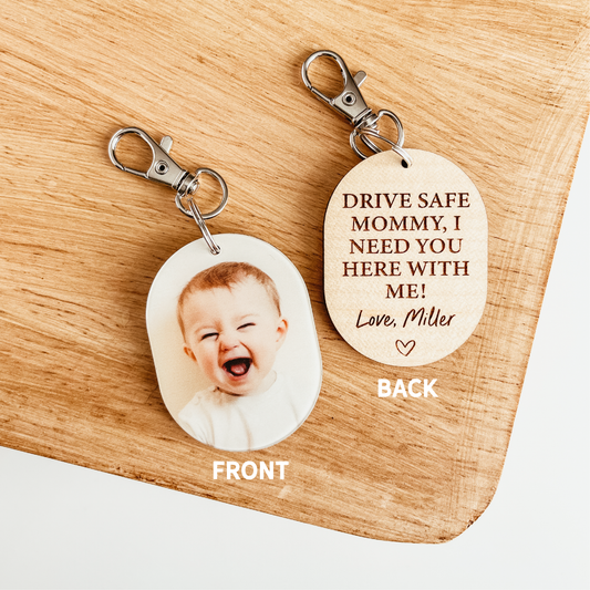 Drive Safe Daddy/Mommy Photo Keychain