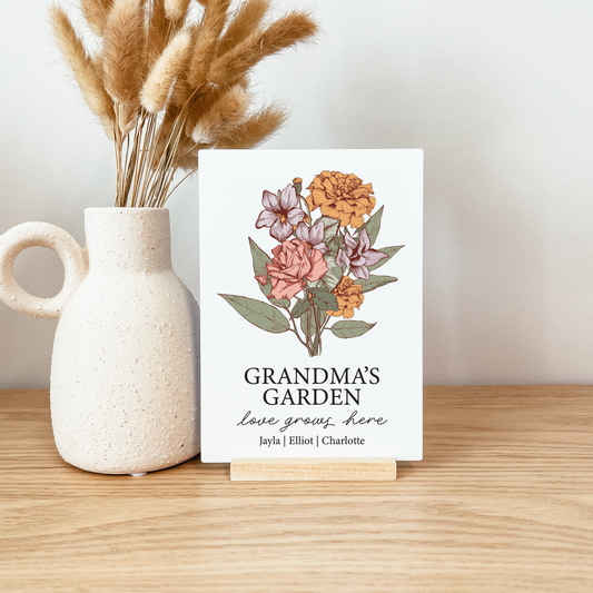 Mom's/Grandma's/Custom Birth Flower Bouquet Acrylic Plaque