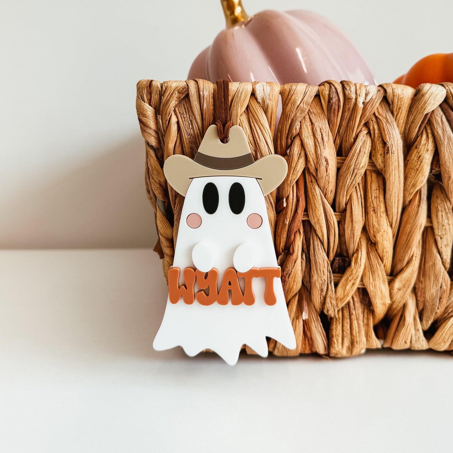 Cowboy Ghost Halloween Boo Basket Tag