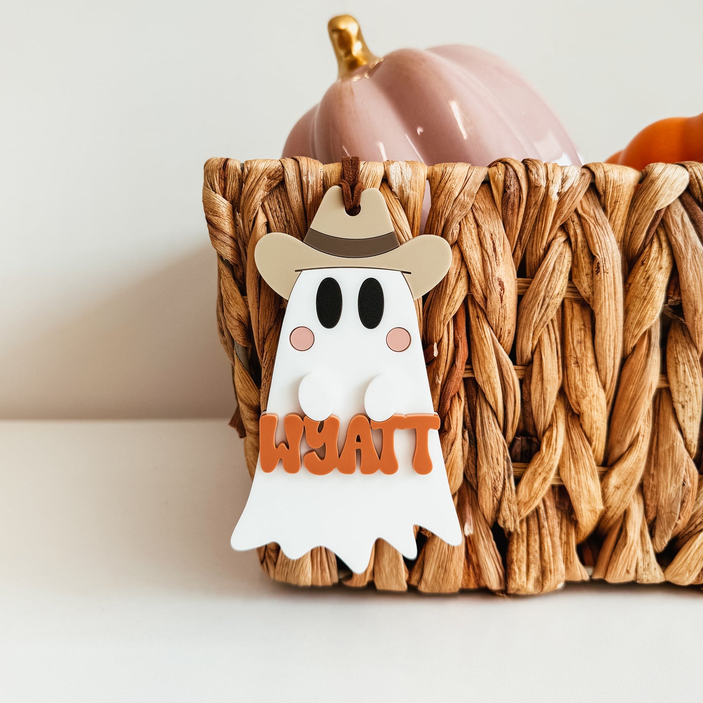 Cowboy Ghost Halloween Boo Basket Tag