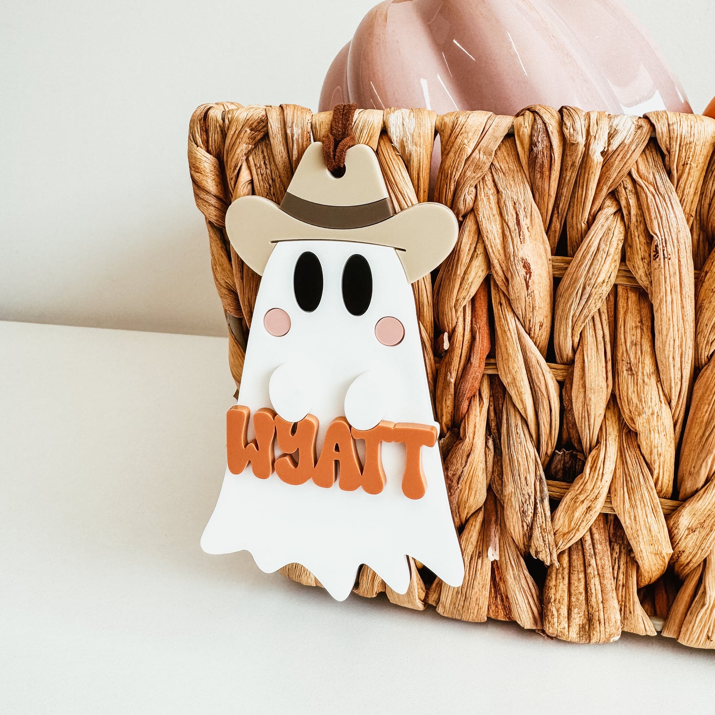 Cowboy Ghost Halloween Boo Basket Tag