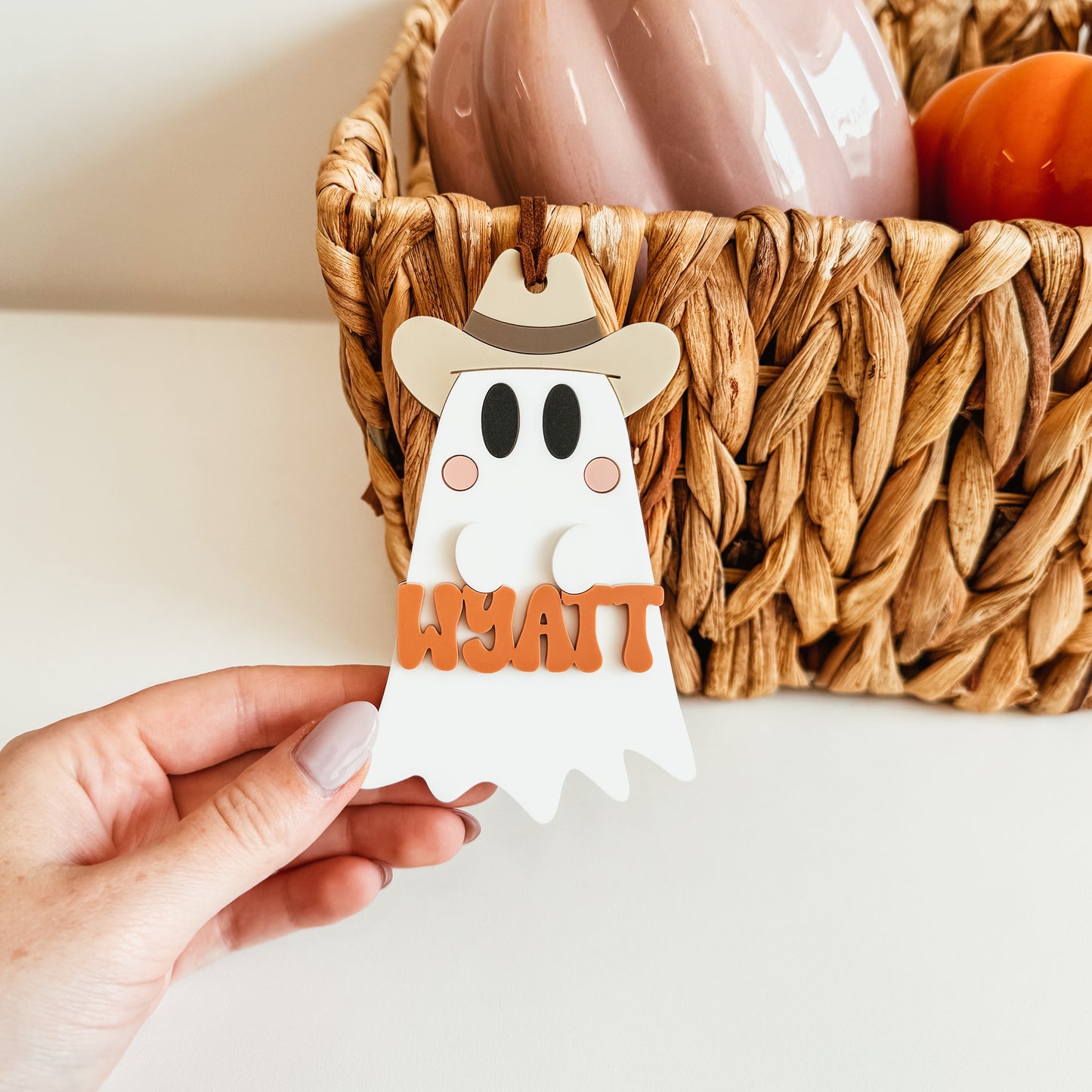 Cowboy Ghost Halloween Boo Basket Tag