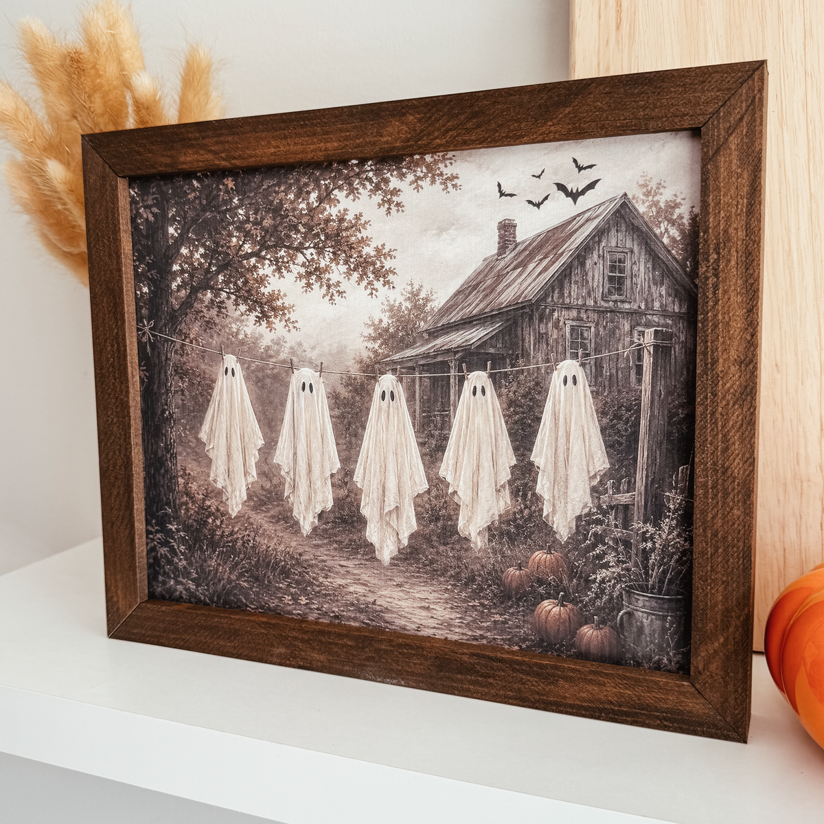 Sheet Ghosts on Laundry Line Vintage Inspired Sign
