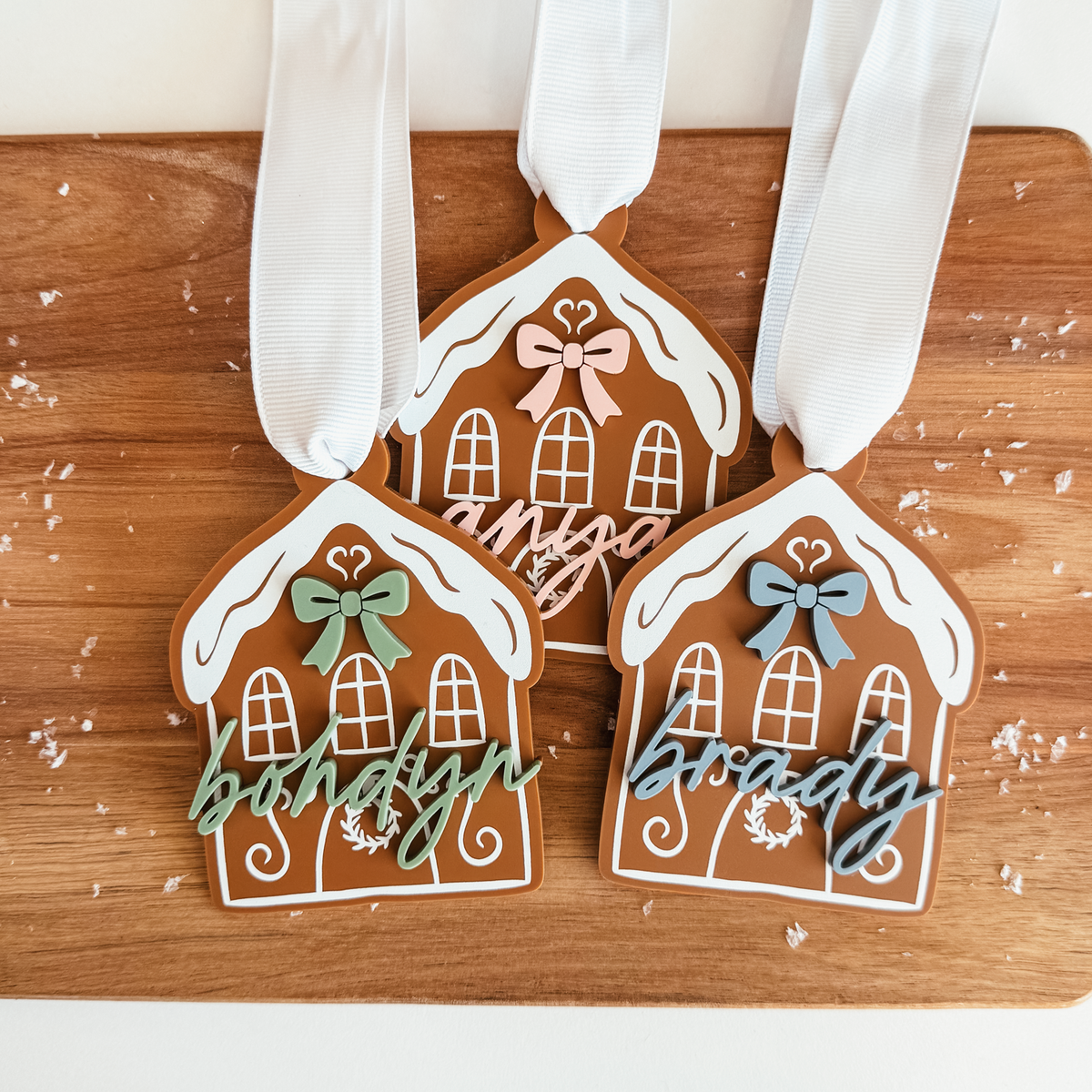 Gingerbread House Christmas Ornament or Stocking Name Tag V2