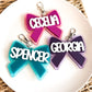 3D Jelly Glitter Bow Acrylic Backpack Tag