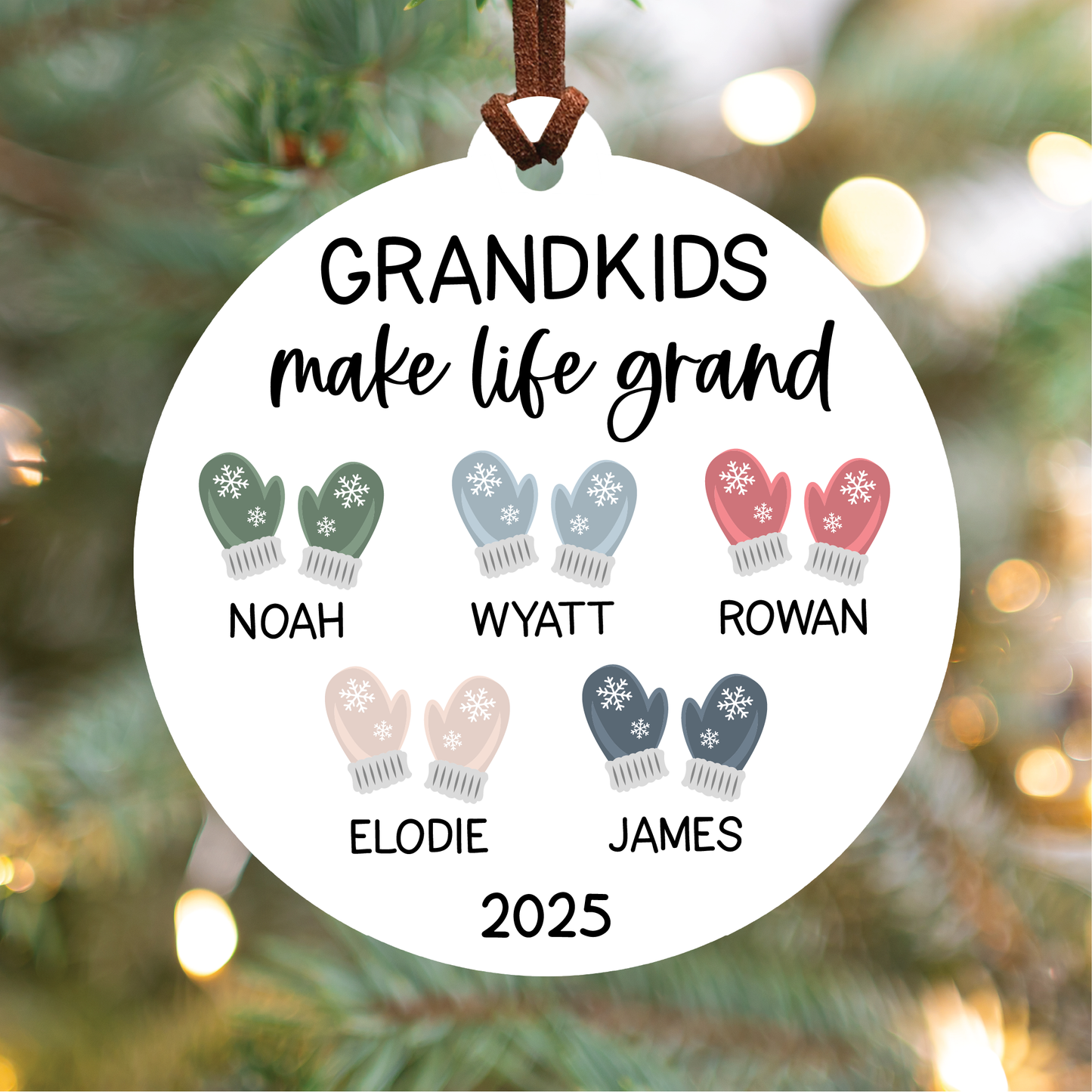Grandchildren Names Christmas Ornament | Mittens