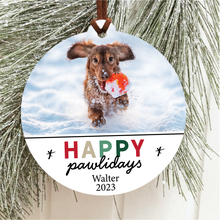 Load image into Gallery viewer, Happy Pawlidays Pet Portrait Ornament