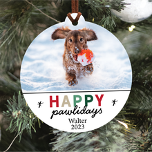 Load image into Gallery viewer, Happy Pawlidays Pet Portrait Ornament