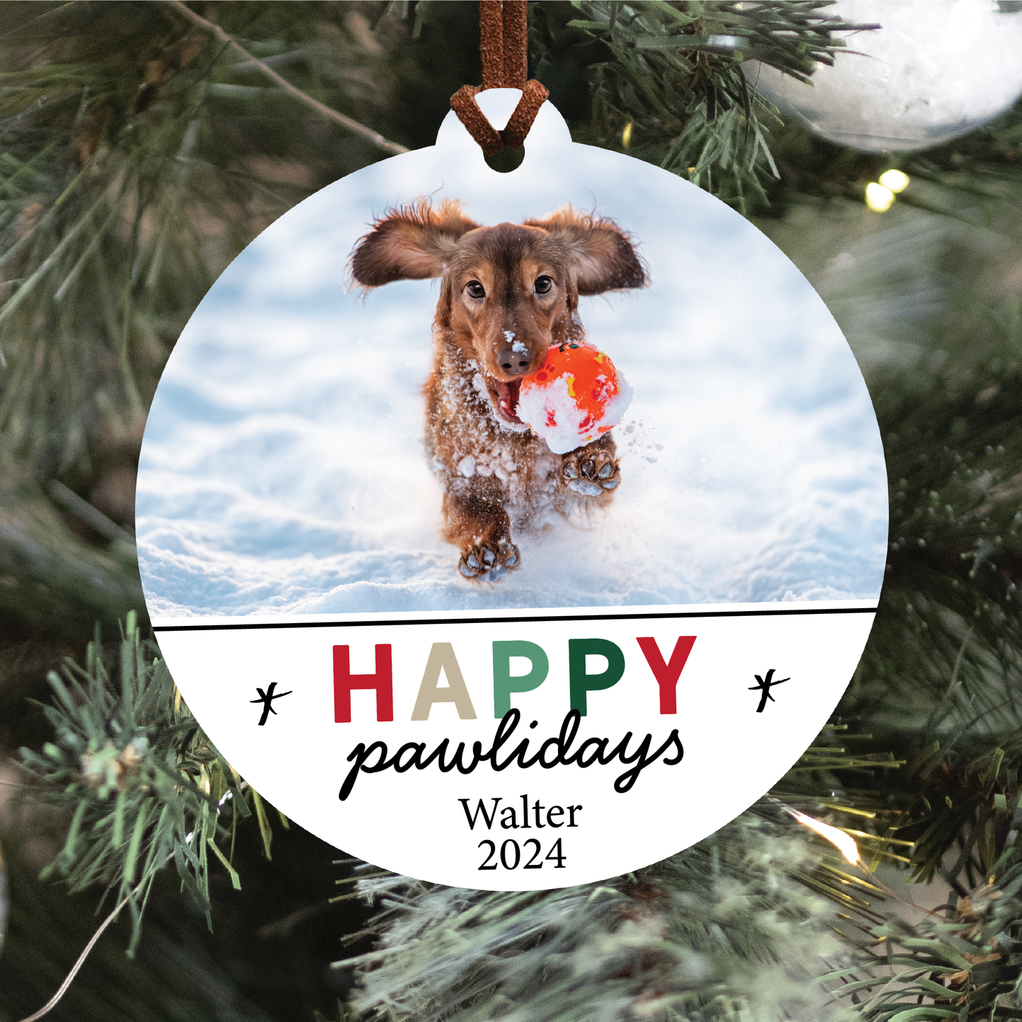 Happy Pawlidays Pet Portrait Ornament