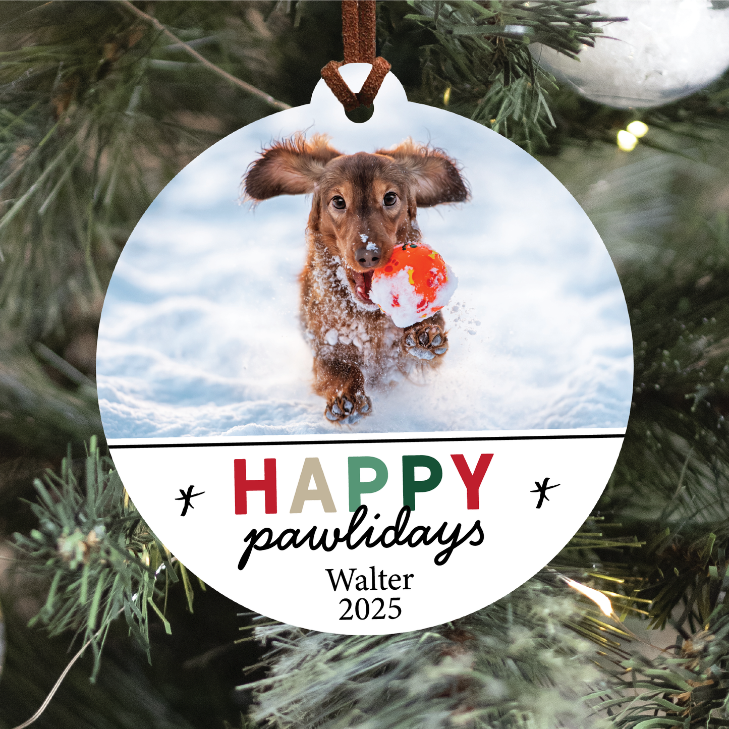 Happy Pawlidays Pet Portrait Ornament