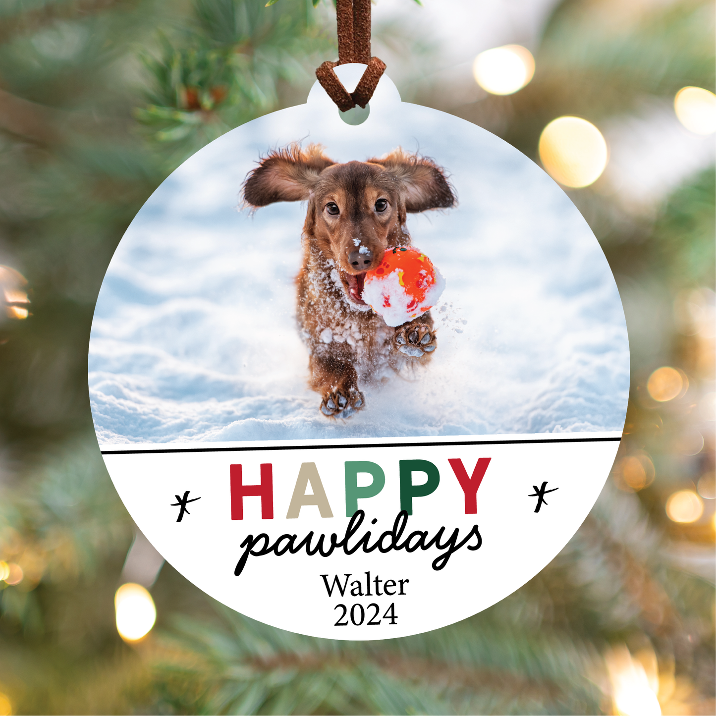 Happy Pawlidays Pet Portrait Ornament