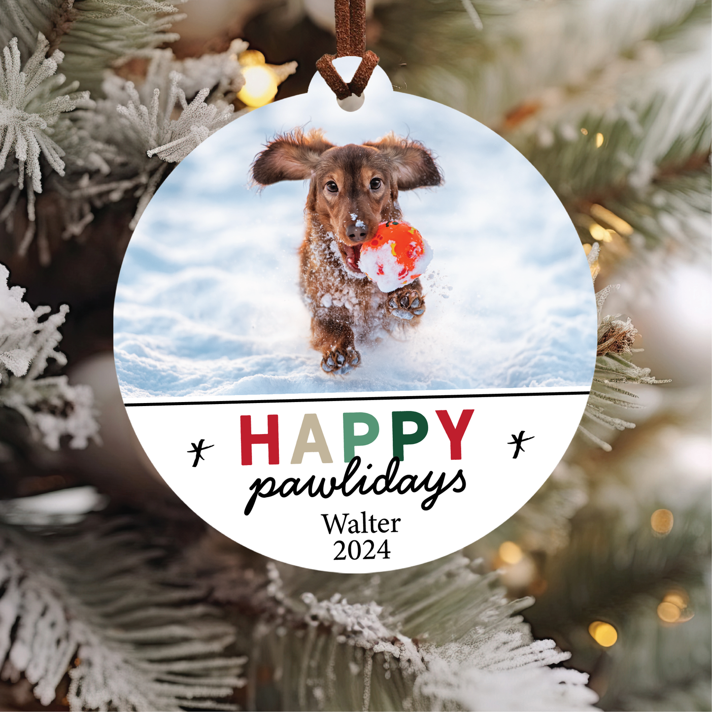 Happy Pawlidays Pet Portrait Ornament