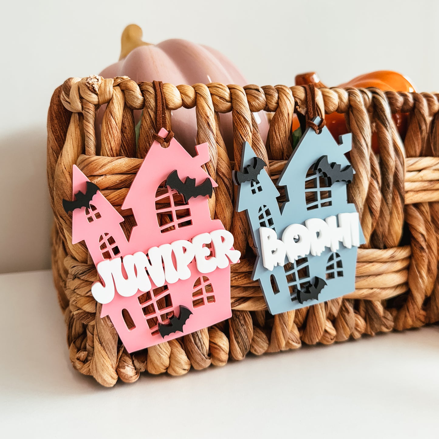 3D Haunted House Boo Basket Tag