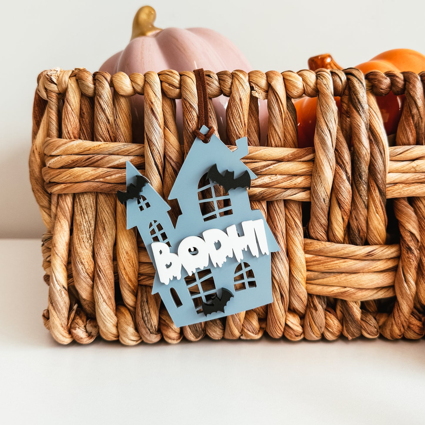 3D Haunted House Boo Basket Tag