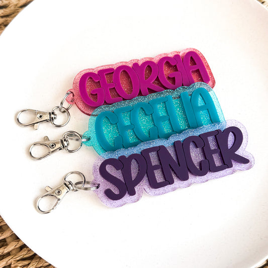 3D Jelly Glitter Acrylic Backpack Tag