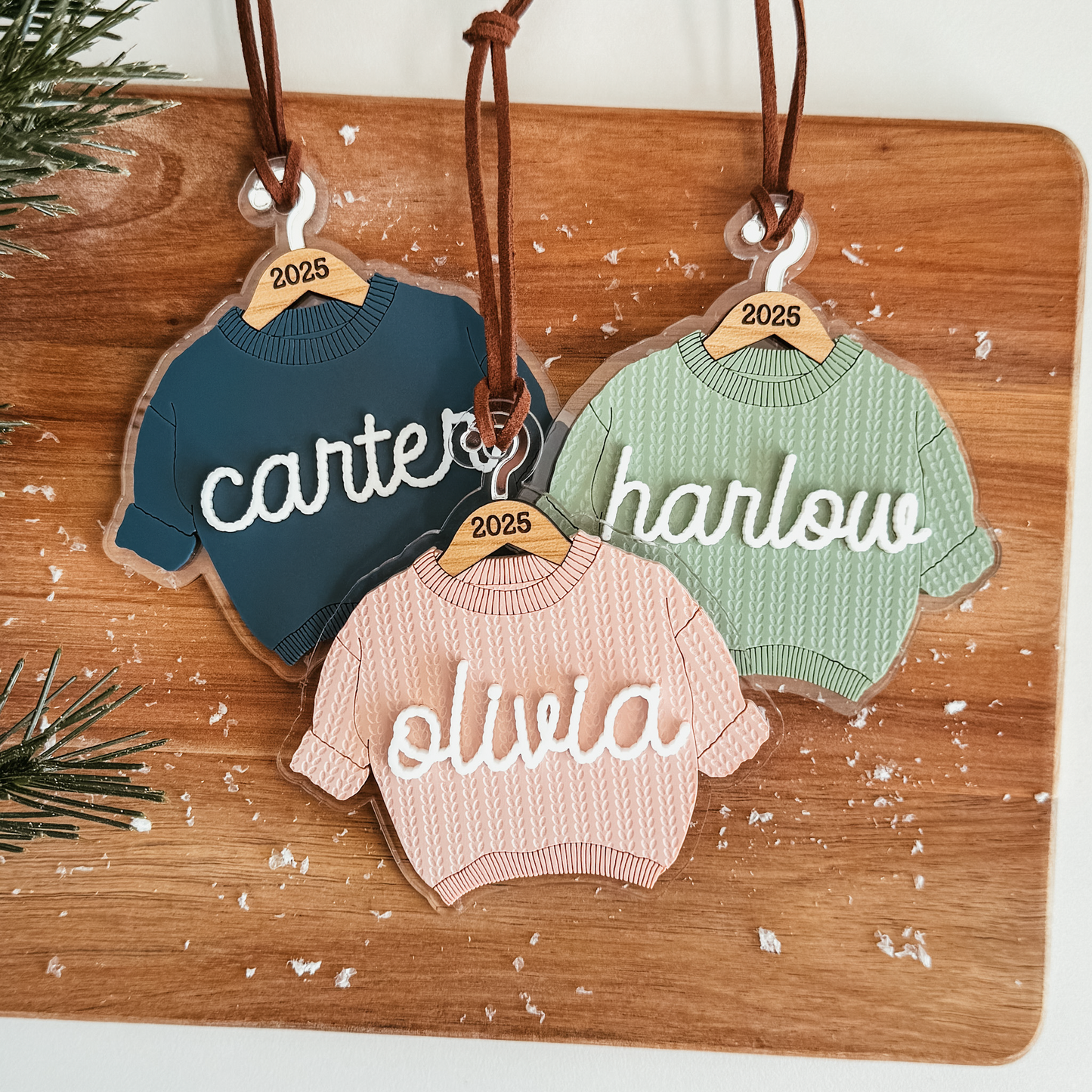 Chunky Cable Knit Sweater Name Ornament