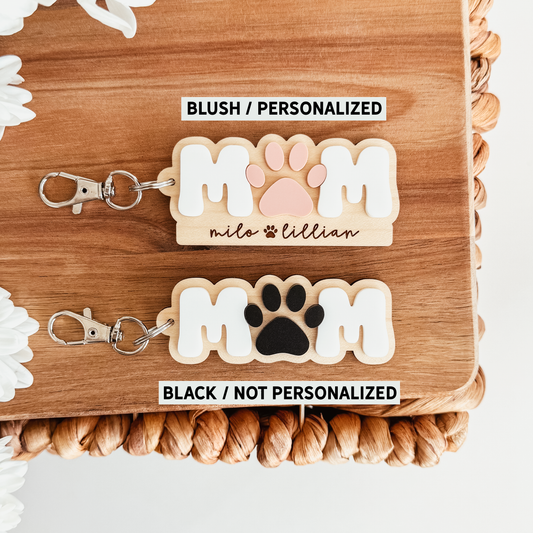 Personalized Paw Print Mom Keychain