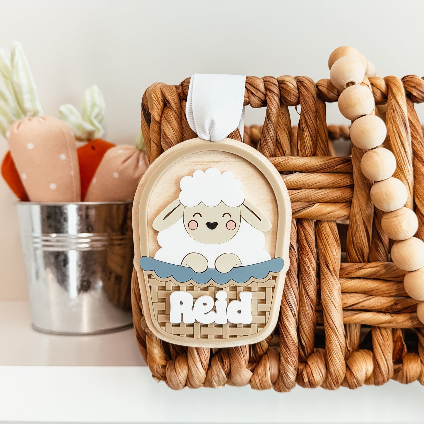 Lamb In Basket Easter Tag