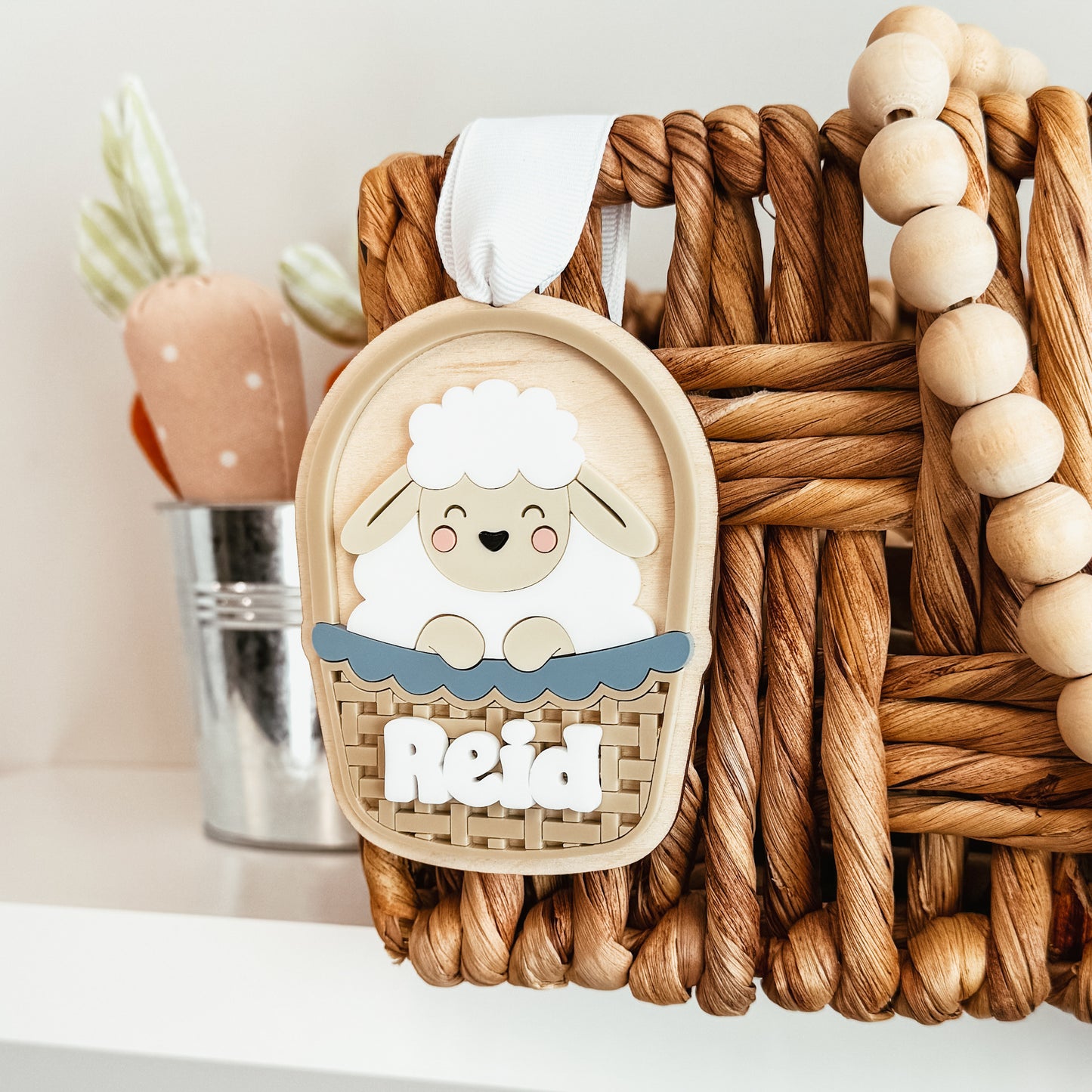 Lamb In Basket Easter Tag