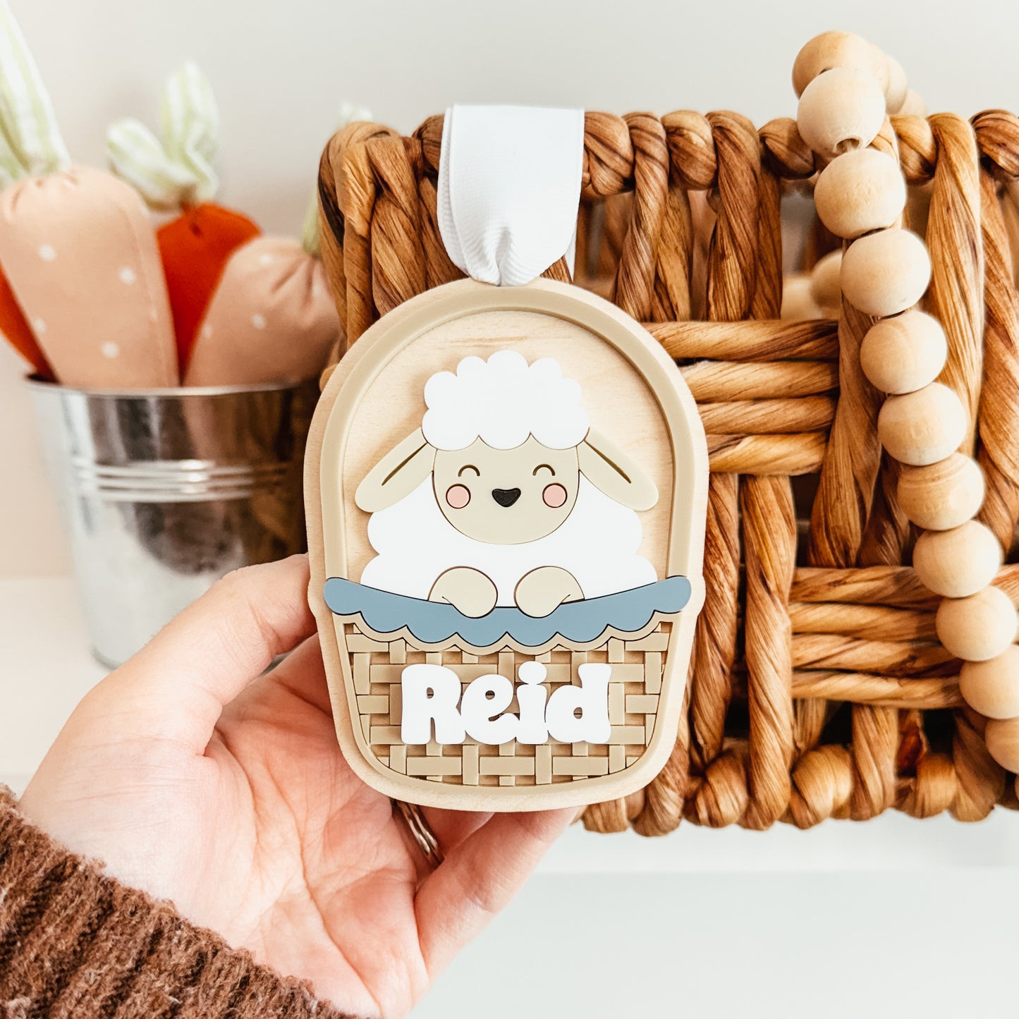 Lamb In Basket Easter Tag