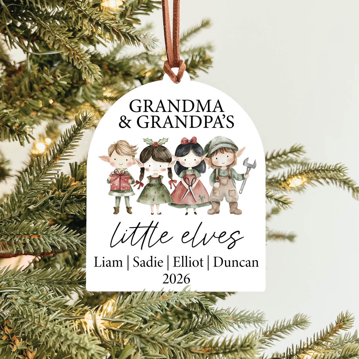 Grandchildren Names Christmas Ornament | Little Elves