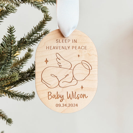 Sleep In Heavenly Peace Engraved Wooden Christmas Ornament