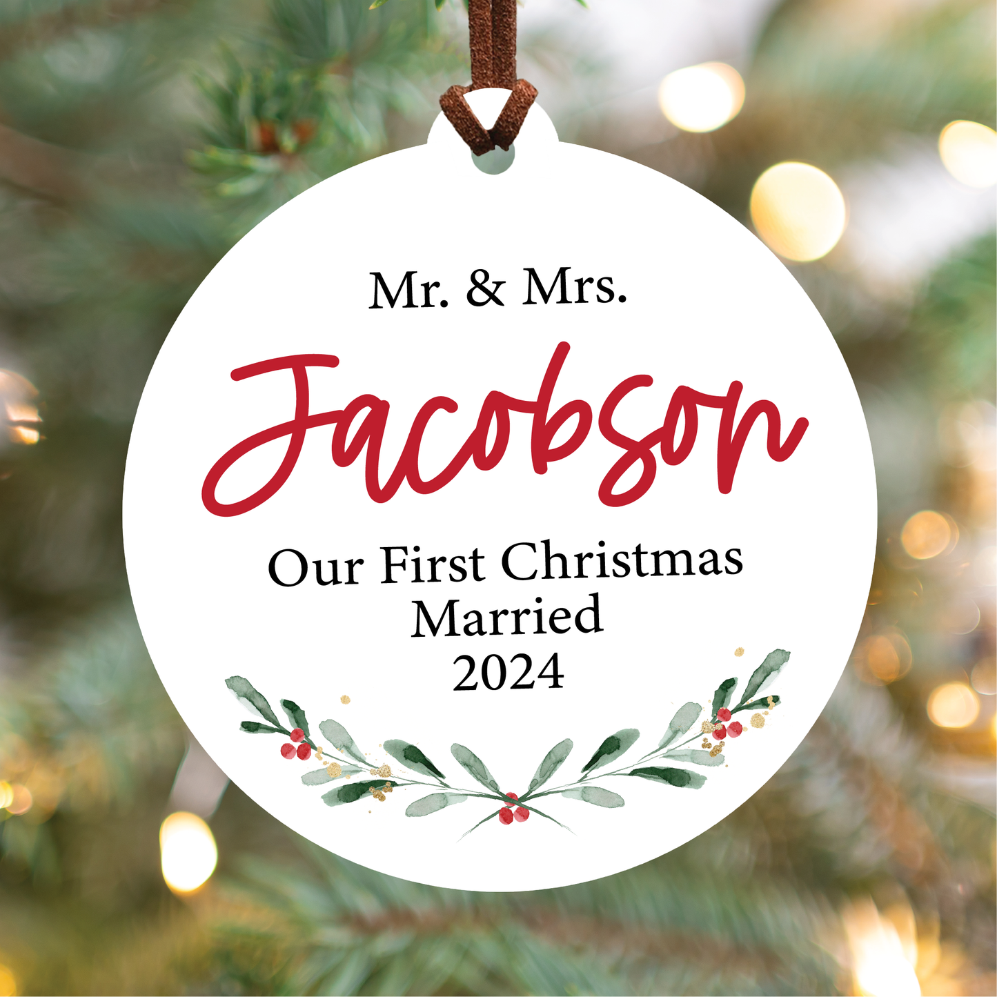 Mr. and Mrs. First Christmas Married Ornament