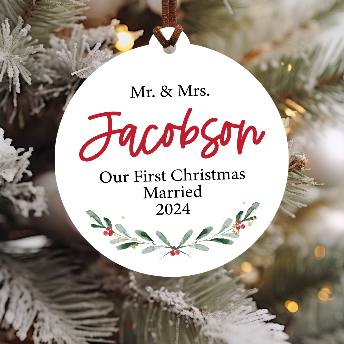 Mr. and Mrs. First Christmas Married Ornament