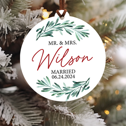 Personalized First Christmas Married Ornament