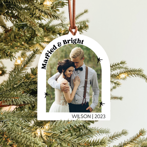 Married & Bright Arch Photo Ornament