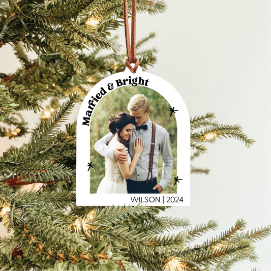 Married & Bright Arch Photo Ornament