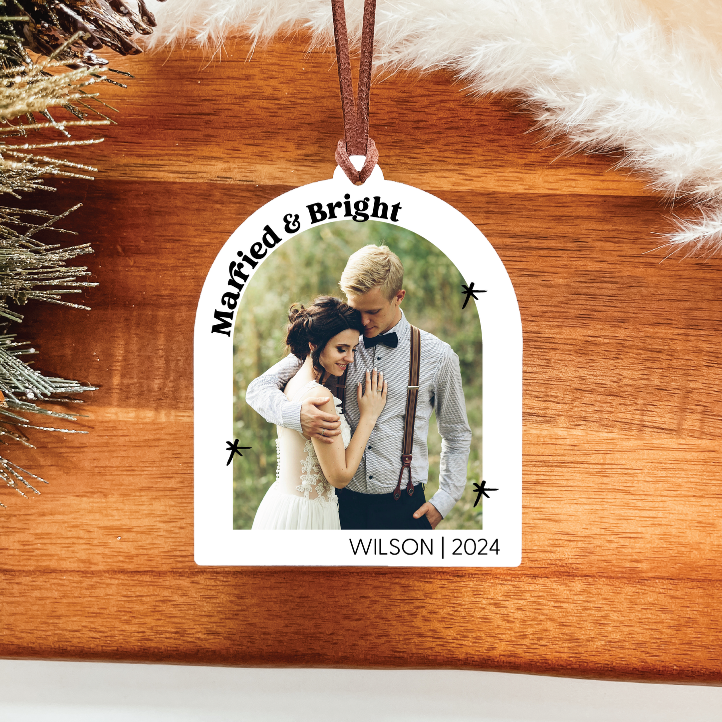Married & Bright Arch Photo Ornament